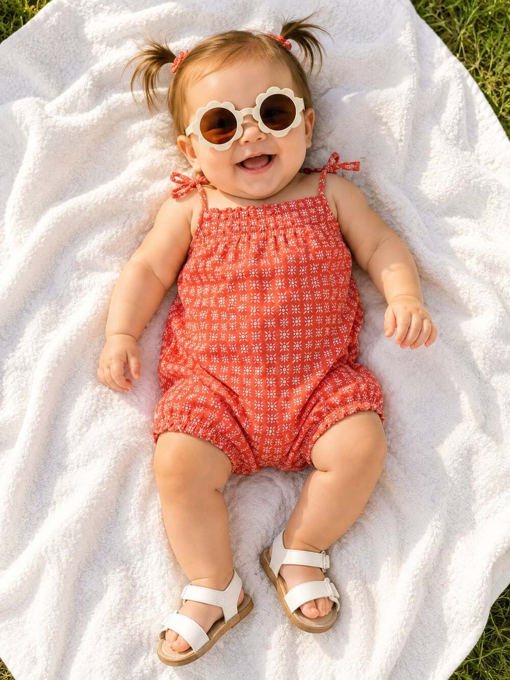 babyGap First Favorites Red Floral Print Smocked Bubble Romper
